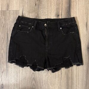 aerie Black Distressed Jean Shorts